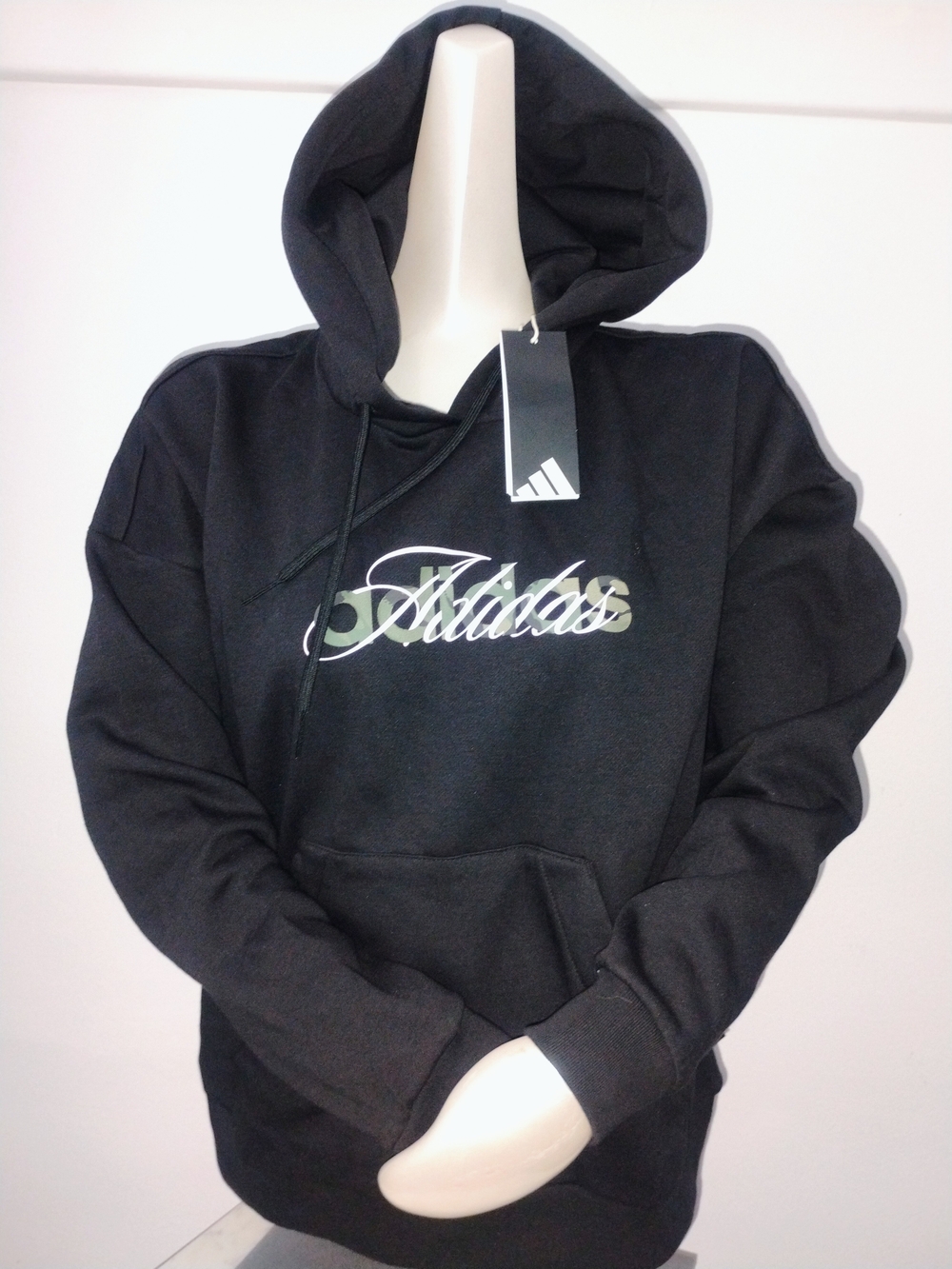adidas W Camo Wordmark HD Sweatshirt Black Medium NWT